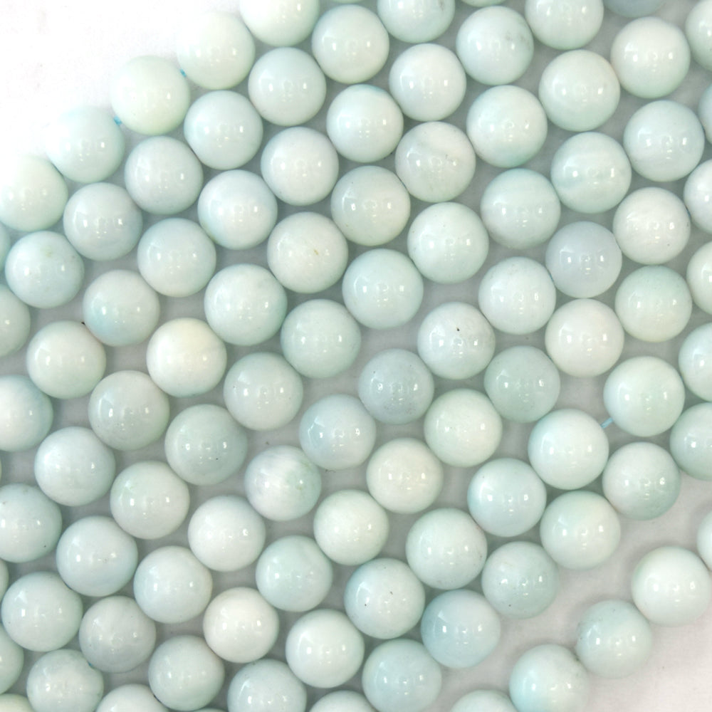 8mm natural light blue hemimorphite round beads 15.5" strand