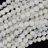 Natural Faceted White Moonstone Round Beads 15.5