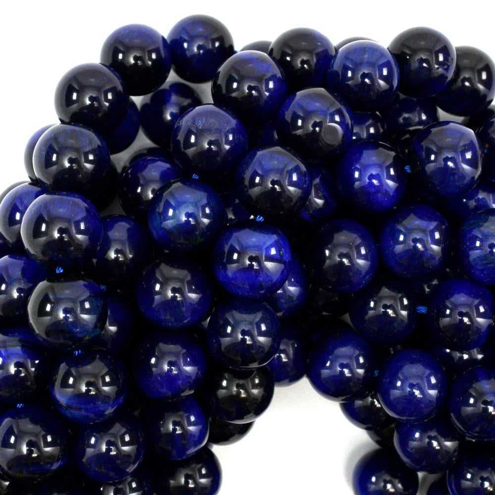AA Blue Tiger Eye Round Beads Gemstone 15" Strand 4mm 6mm 8mm 10mm 12mm
