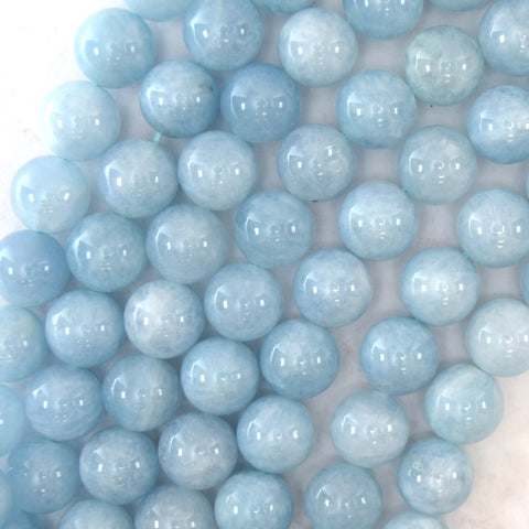 Blue Aquamarine Quartz Round Beads Gemstone 15" Strand 6mm 8mm 10mm 12mm