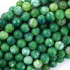 Dark Green fire Agate Round Bead Gemstone 15