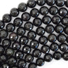 Natural Faceted Black Obsidian Round Beads 15