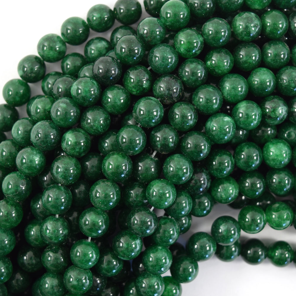 Korean Green Jade Round Beads Gemstone 14.75" Strand 6mm 8mm 10mm