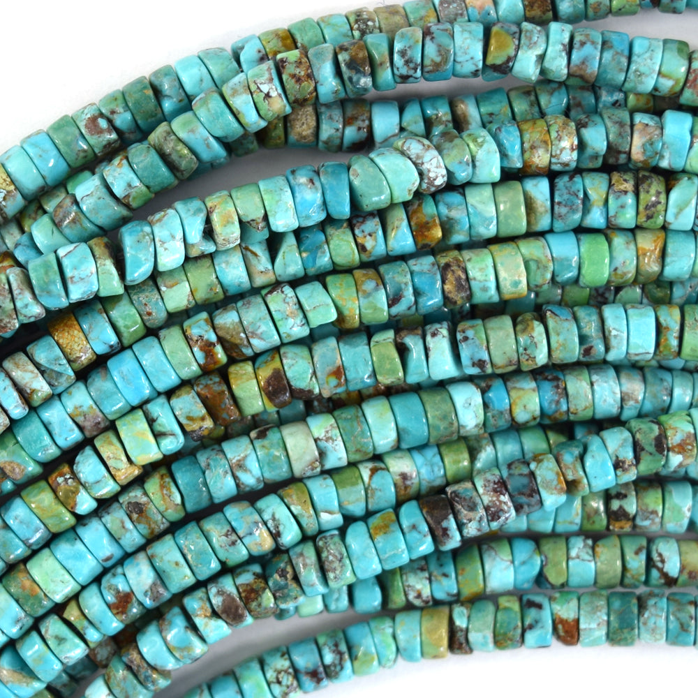 Natural Brown Green Blue Turquoise Heishi Disc Beads 15.5" Strand 3mm 4mm 5mm