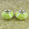 2 sterling silver lampwork glass beads fit 0224