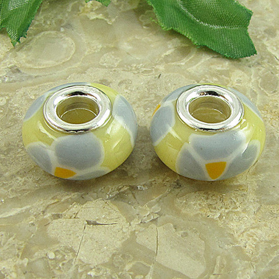 2 sterling silver lampwork glass beads fit 0211