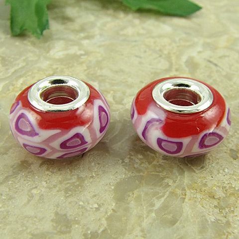 2 silver plated lampwork glass beads fit 1095 findings