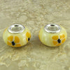 2 sterling silver lampwork glass beads fit 0223