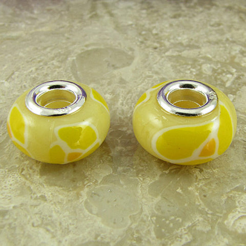 2 sterling silver lampwork glass beads fit 4415