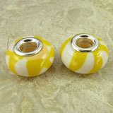 2 sterling silver lampwork glass beads fit 0227