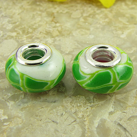 2 sterling silver lampwork glass beads fit 0244