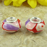 2 sterling silver lampwork glass beads fit 0231