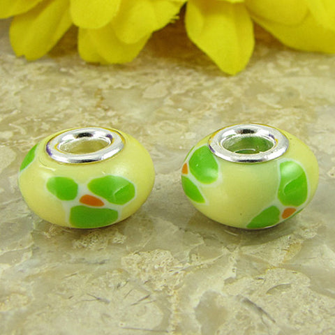 2 sterling silver lampwork glass beads fit 4420
