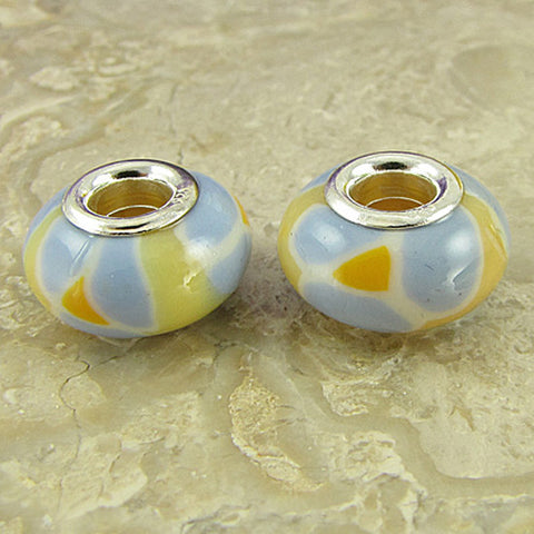 2 sterling silver lampwork glass beads fit 0229