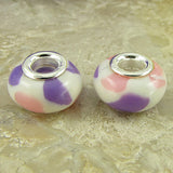 2 sterling silver lampwork glass beads fit 0236
