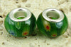 2 silver plated lampwork glass beads fit 1088 findings