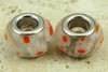 2 silver plated lampwork glass beads fit 1102 findings