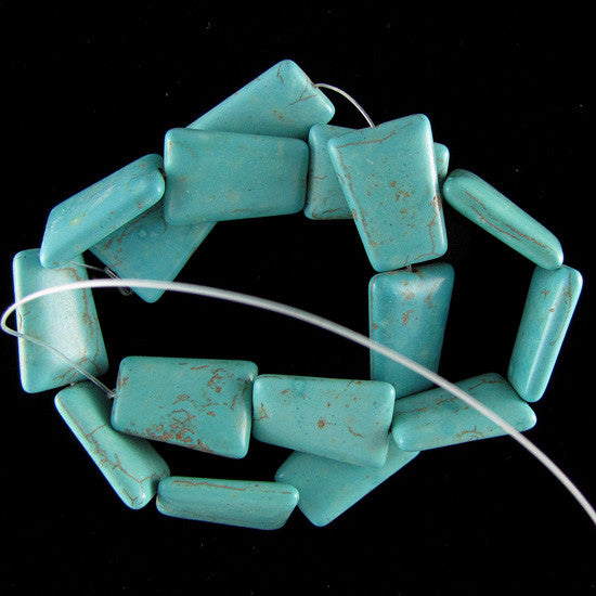 25mm blue turquoise ladder beads 16" strand