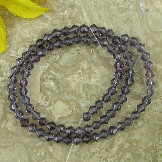 4mm purple crystal glass bicone beads 13" strand gemstone