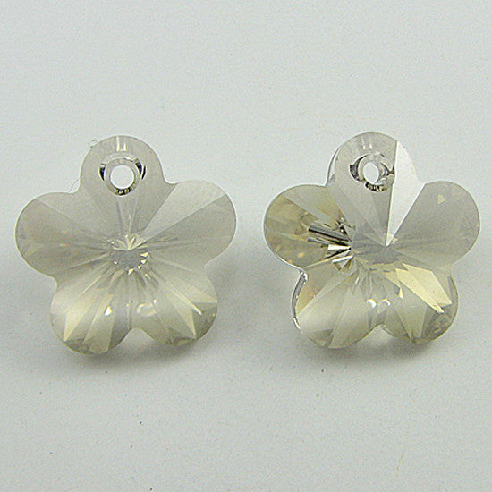 2 18mm Swarovski crystal flower beads 6744 silver shade