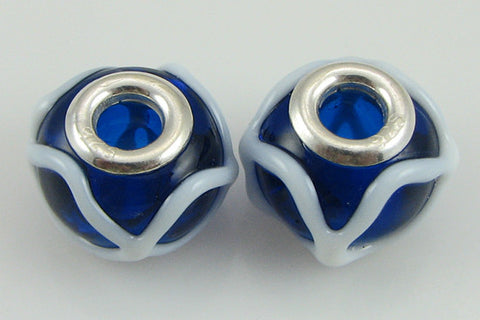 2 sterling silver lampwork glass beads fit 0229