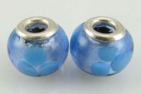 2 sterling silver lampwork glass beads fit 0226