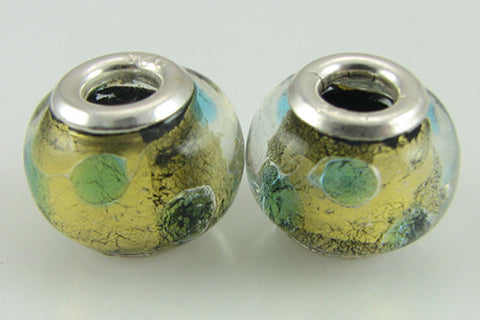 2 sterling silver lampwork glass beads fit 0228