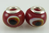 2 sterling silver lampwork glass beads fit 4426