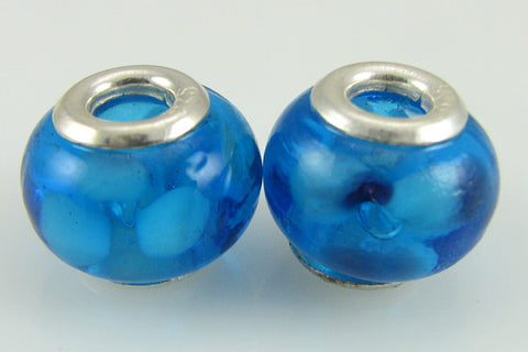 2 sterling silver lampwork glass beads fit 0238