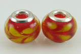 2 sterling silver lampwork glass beads fit 4443
