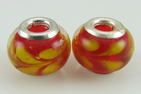 2 sterling silver lampwork glass beads fit 0225