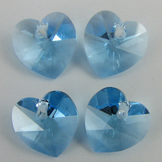 4 10mm Swarovski crystal heart pendant 6202 aquamarine