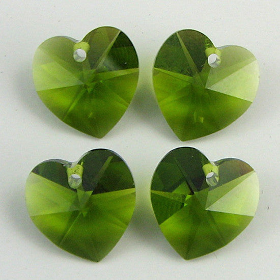 4 10mm Swarovski crystal heart pendant 6202 olivine