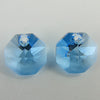 2 12mm Swarovski crystal octagon pendant 6401aquamarine