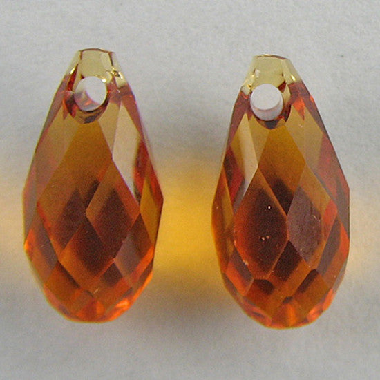 2 11mm Swarovski crystal briolette pendant 6010 topaz