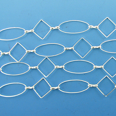 13mm silver plated copper ring hexagon chain one foot findings