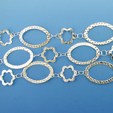 14mm silver plated copper oval chain one foot findings