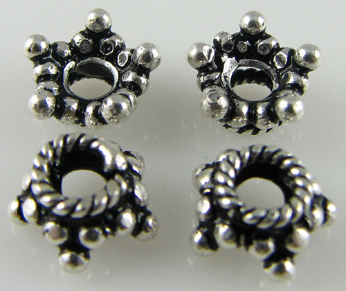9mm .925 sterling silver spacer beads cap 4pcs findings